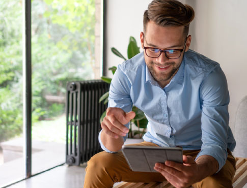 person using tablet